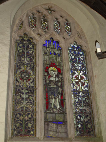 Stained glass window in St. Michael's church at Cadbury